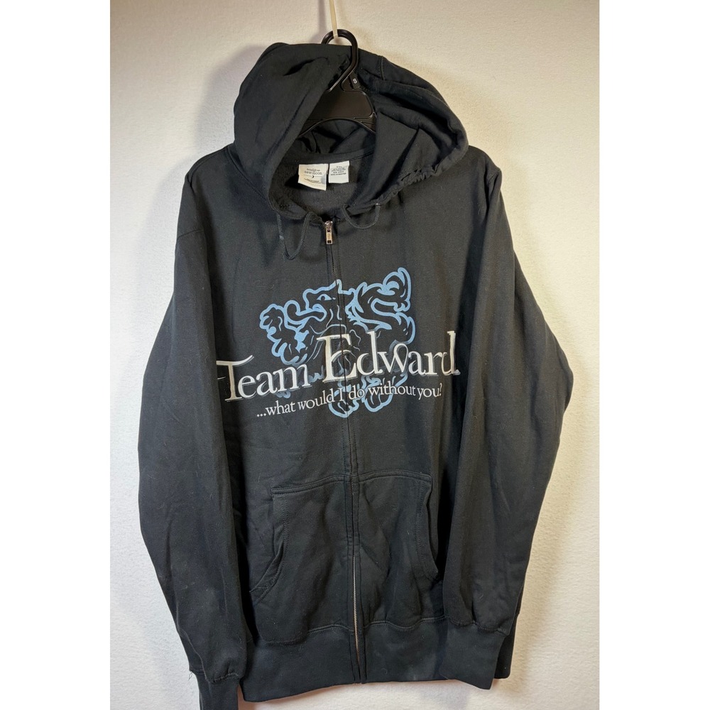 Twilight New Moon Zip Hoodie Women 2XL Black Excellent Team Edward Movie Promo
